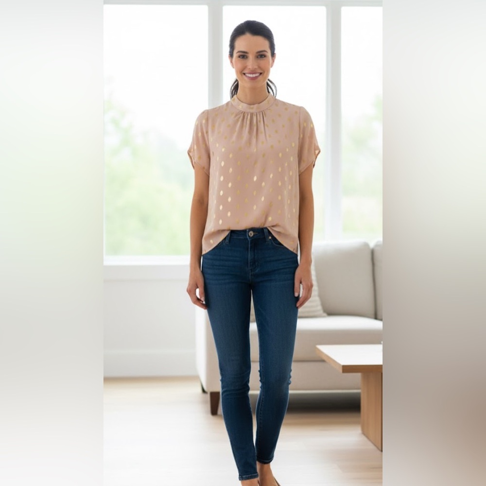 SHEIN Gold Polka Dot Blouse